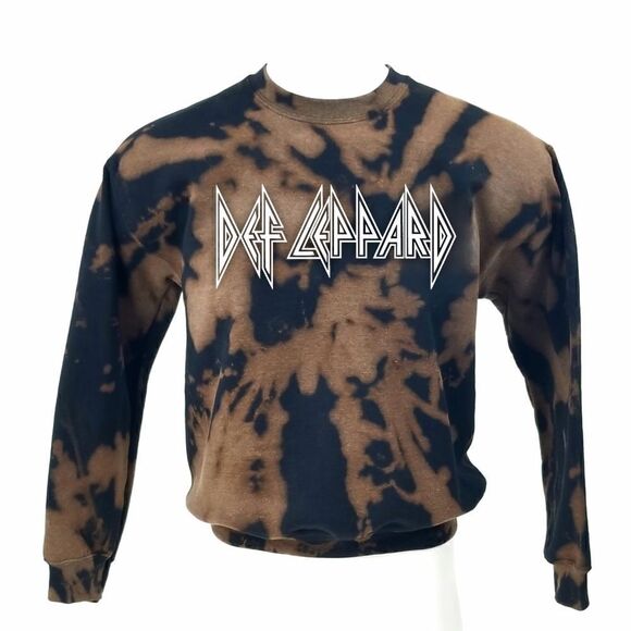 DEF LEPPARD Rock Band Acid Washed Pullover Crewneck Sweatshirt Hip Hop Rap Tee - Picture 1 of 3